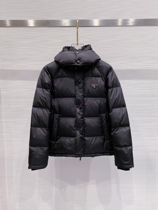 PRDA Hooded Puffer Jacket with Logo Patch - Black