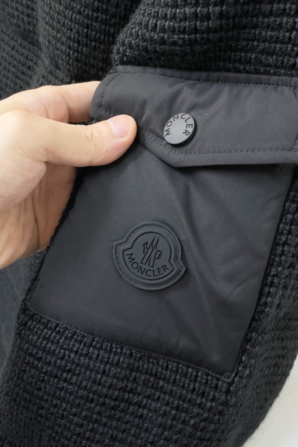 MNCLR Textured Knit Panel Hooded Jacket - Black