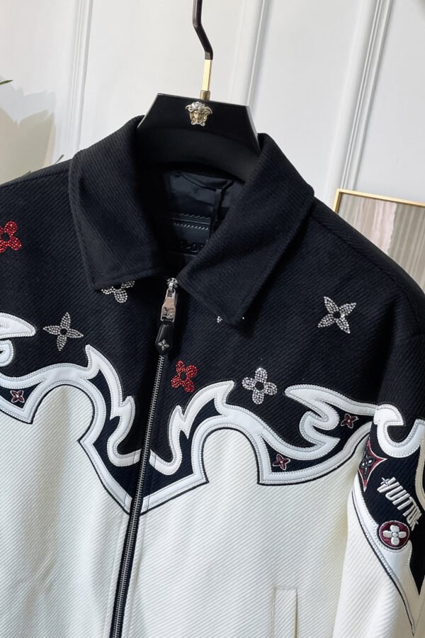 LVE Zip-Up Jacket With Contrast Panel - Black & Ivory