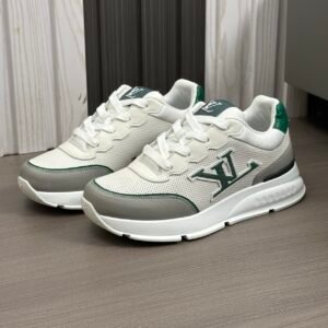 LVE White & Green Low-Top Trainers