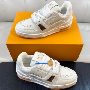 LVE Trainer Sneaker - White Orange Rubber Gum Sole