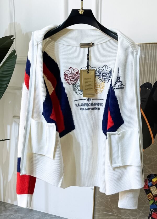 5 BLNCG Paris Sports Icon Zip-Up Knit Jacket - Black/White/Red