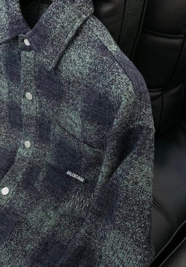 BLNCG Checkered Pattern Flannel Shirt Jacket - Blue Plaid