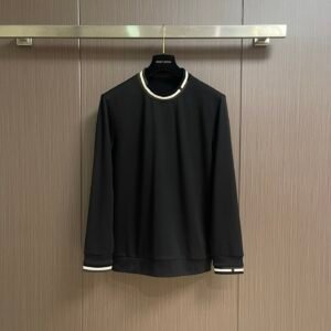 HRMS Ribbed Crew Neck Jumper with Contrast Trim- Black