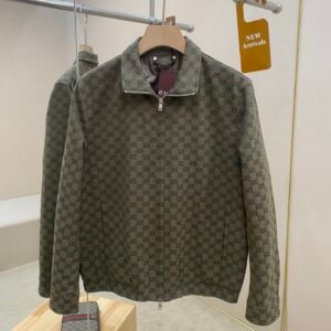 GCCI Monogram Zip-Up Jacket - Olive Green