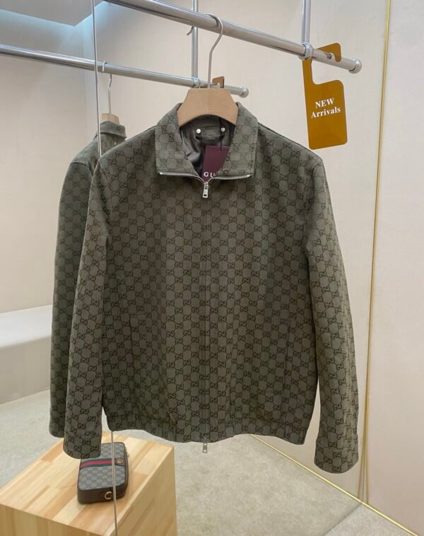 GCCI Monogram Zip-Up Jacket - Olive Green