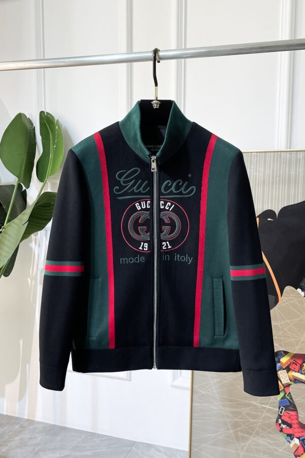 GCCI Contrast Stripe Zip Jacket - Black