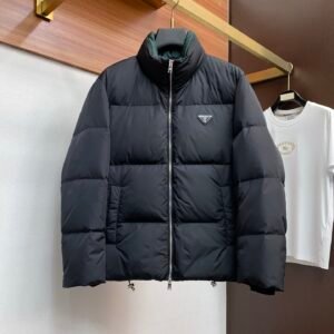 PRDA Puffer Jacket with Logo Patch - Black