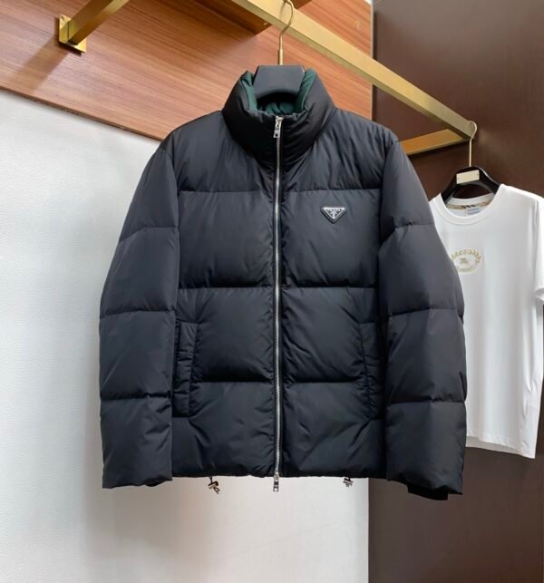 PRDA Puffer Jacket with Logo Patch - Black