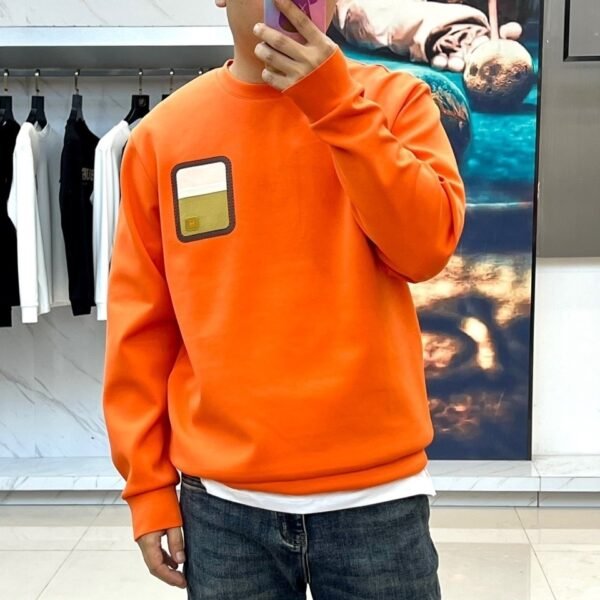 HRMS Crew Neck Jumper with Contrast Patch Detail - Orange