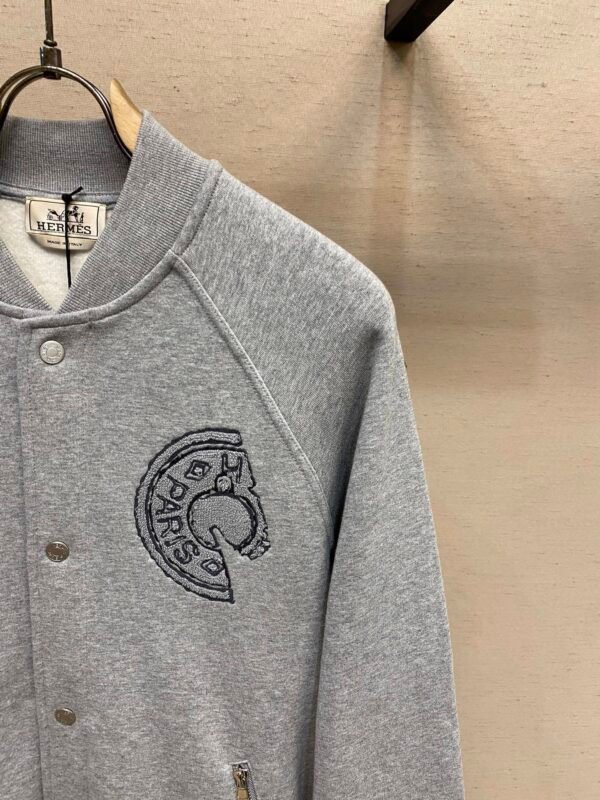 HRMS Embroidered Crest Varsity Jacket - Grey