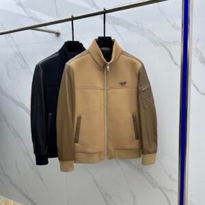 5b7130c1 PRDA Zip-Up Jacket with Sleeve Logo Detail - Camel