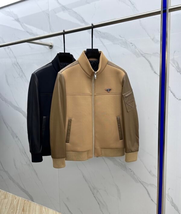 5b7130c1 PRDA Zip-Up Jacket with Sleeve Logo Detail - Camel