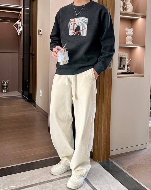 HRMS Embroidered Horse Crew Neck Jumper - Black