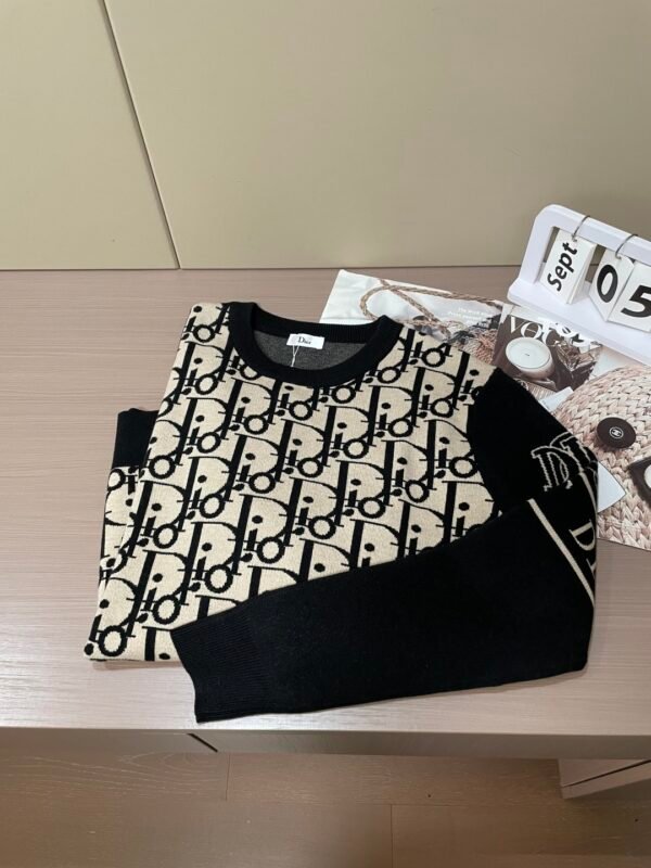 5c4917a0 CD Monogram Crew Neck Jumper - Black/Cream