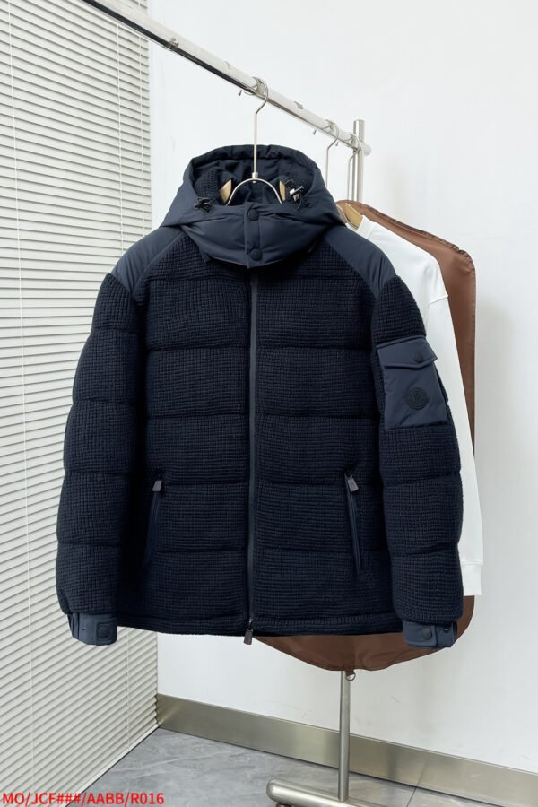 MNCLR Textured Knit Panel Hooded Jacket - Black