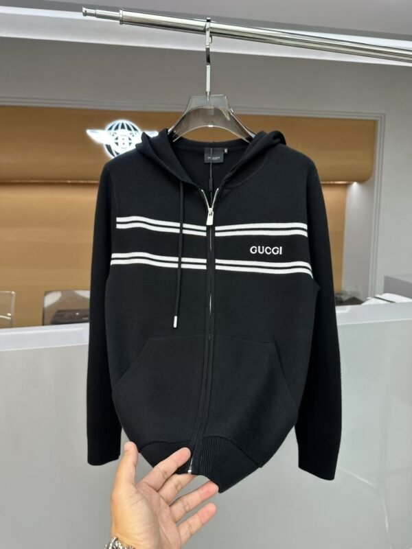 5f6d0334 GCCI Stripe Zip-Up Hooded Jumper