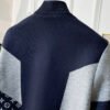 LVE Monogram Panelled Zip-Up Knit Jacket – Navy/Grey