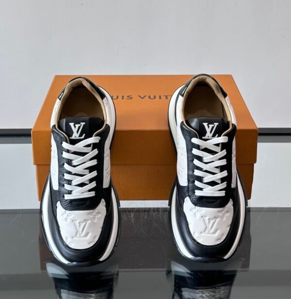 LVE Classic Trainers - White Monogram Canvas & Black Leather Trim
