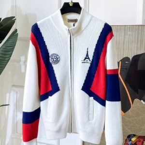 6 BLNCG Paris Sports Icon Zip-Up Knit Jacket – White/Red/Blue