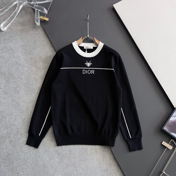 CD Crew Neck Jumper with Embroidered  Insect Motif