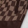 LVE Damier Panel Monogram Zip Knit Jacket – Brown