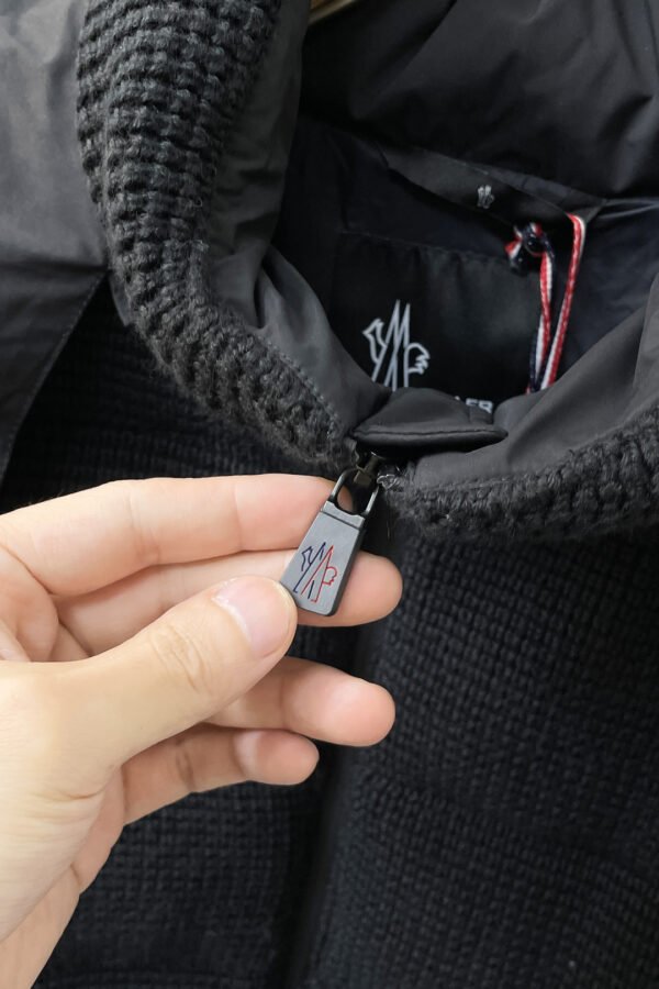 MNCLR Textured Knit Panel Hooded Jacket - Black