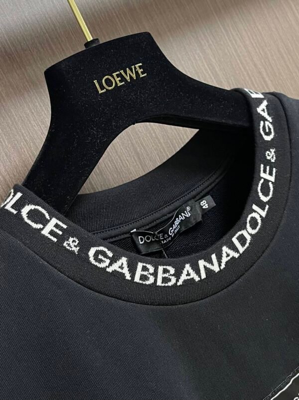 DG Logo Rib Collar Crew Neck Jumper - Black