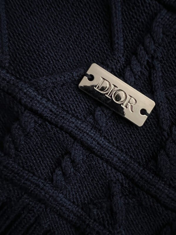 CD Textured Jacquard Crew Neck Jumper - Navy