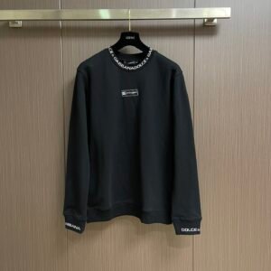 DG Logo Rib Collar Crew Neck Jumper - Black