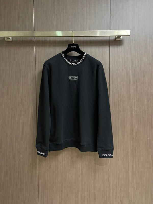 DG Logo Rib Collar Crew Neck Jumper - Black