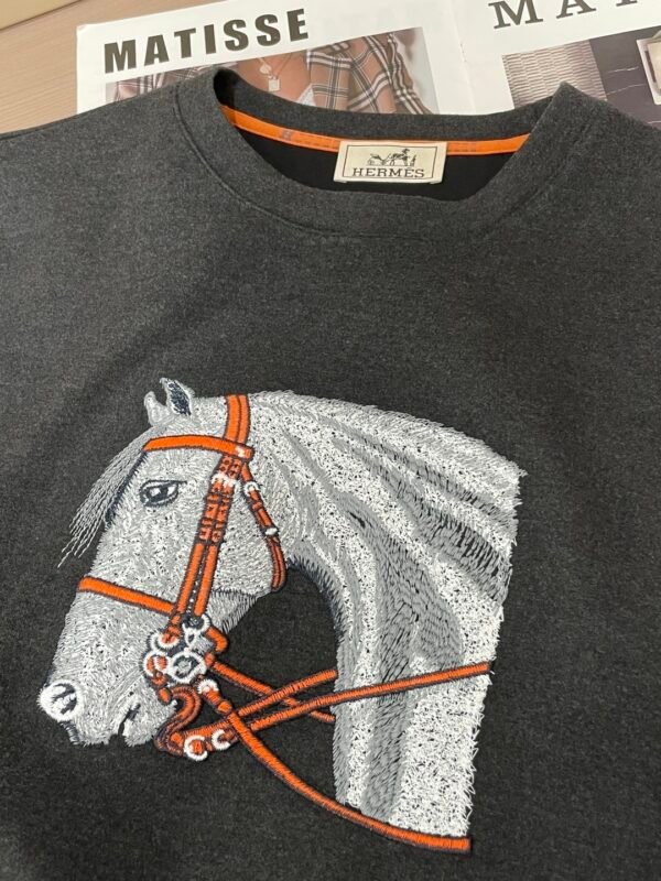 HRMS Embroidered Horse Crew Neck Jumper - Black