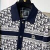 CD Monogram Jacket with Ribbed Trim - Navy
