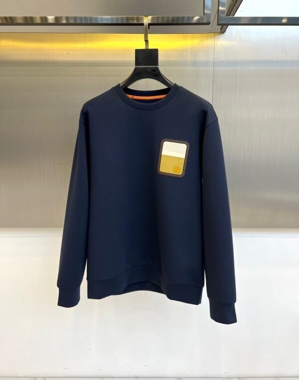 HRMS Crew Neck Jumper with Contrast Patch Detail - Navy Blue