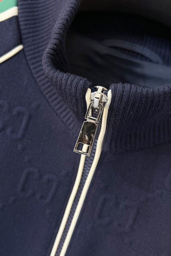 GCCI Zip-Through Jacket with Stripe Sleeves - Navy
