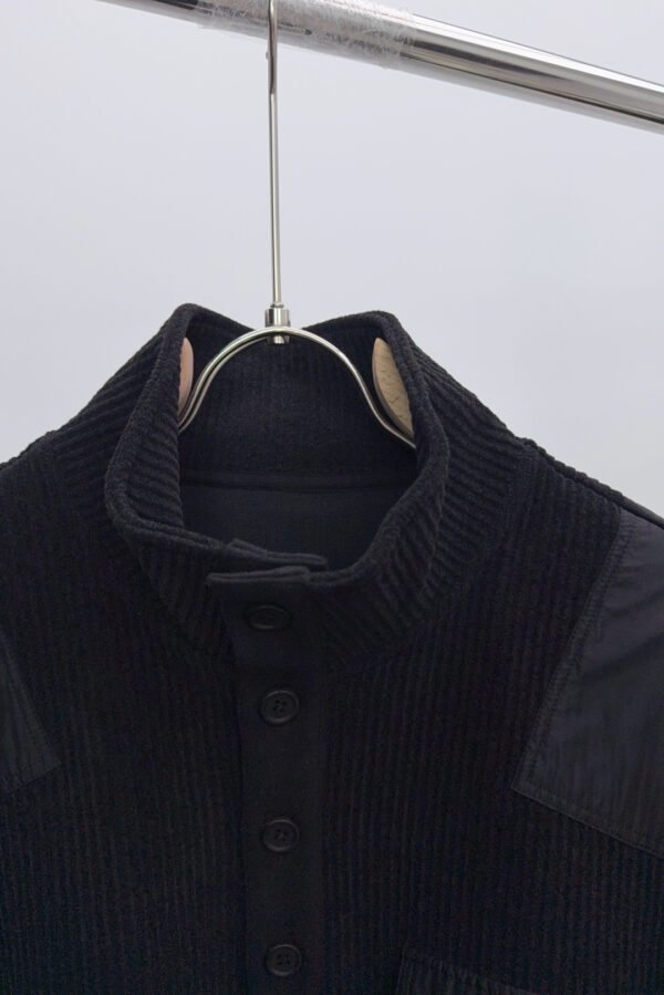 PRDA Button-Neck Jumper with Chest Pocket - Black