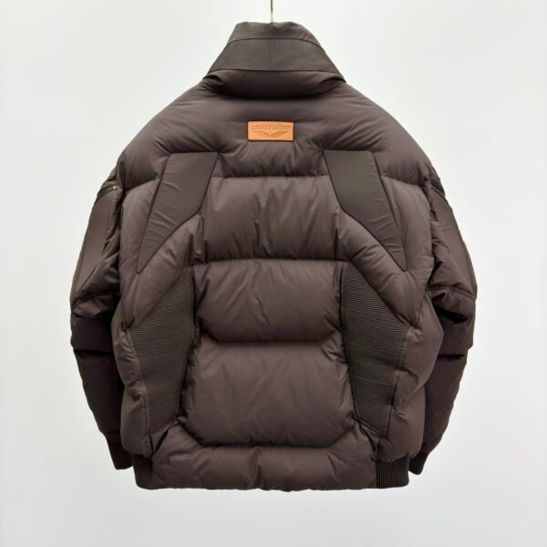 LVE Quilted Puffer Jacket with Structured Panel Design - Brown