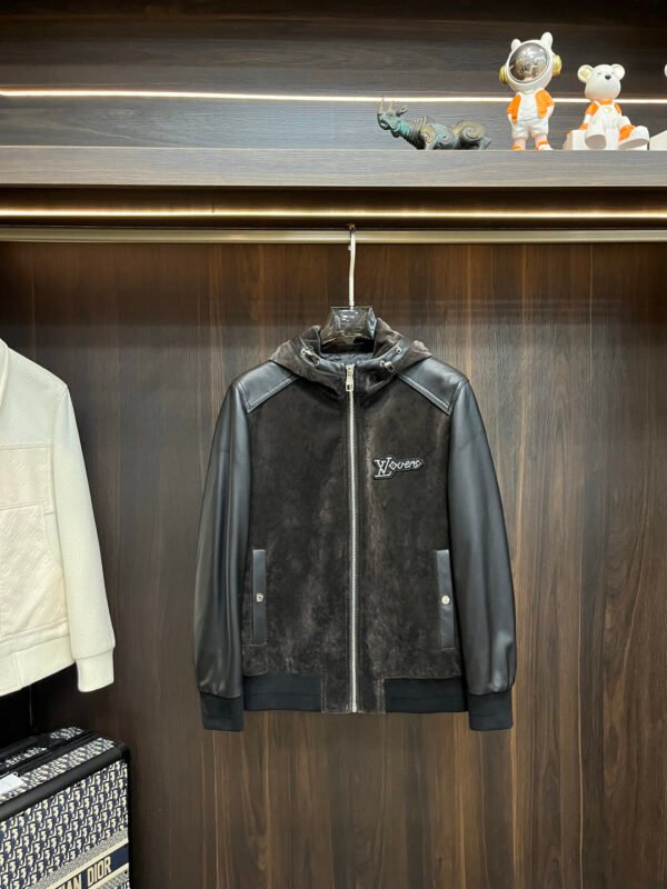 LVE-Inspired Velvet Panel Hooded Jacket – Black / Charcoal