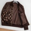 LVE Damier Panel Monogram Zip Knit Jacket – Brown
