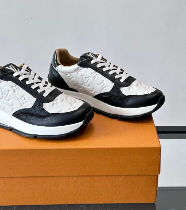 LVE Classic Trainers - White Monogram Canvas & Black Leather Trim