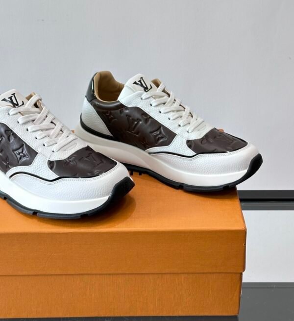 LVE Classic Trainers – Brown Monogram Canvas & White Leather