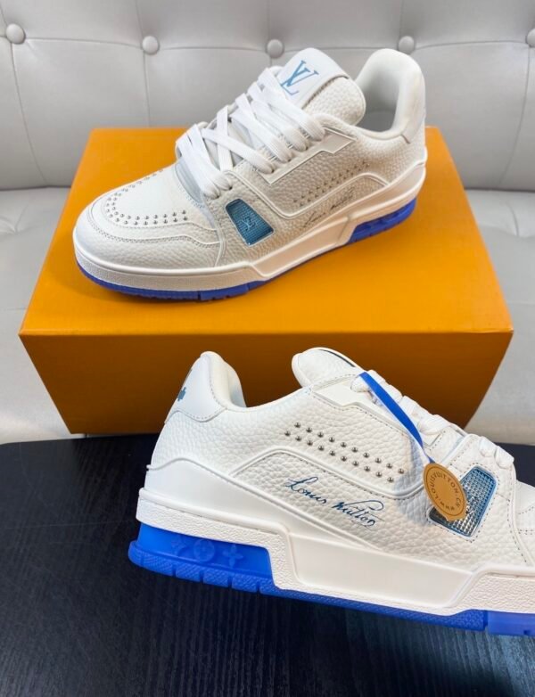 7 LVE Trainer Sneaker – White Blue Rubber Sole