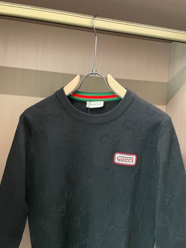 73965649 GCCI Crew Neck Jumper with Embroidered Logo Patch - Black