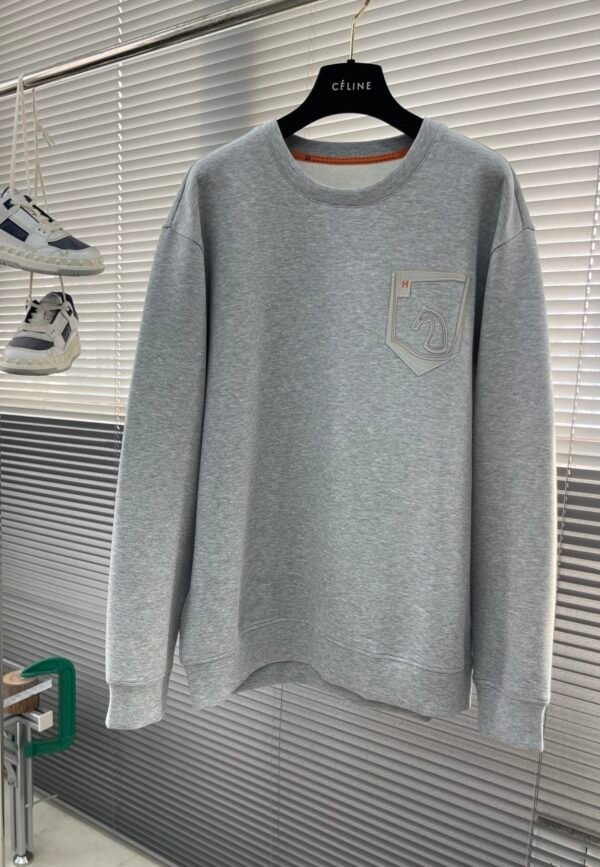 769c91b7 HRMS Appliqué Chest Patch Crew Neck Jumper - Grey