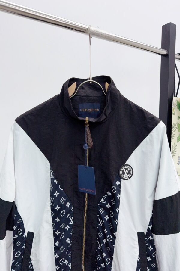 LVE Color-Block Monogram Panel Zip Jacket