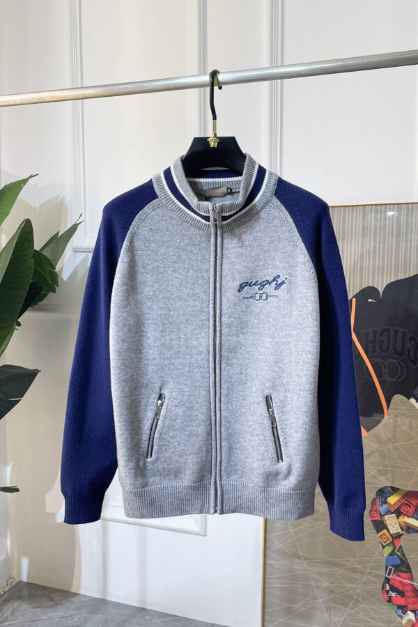 GCCI Zip-UP Knit Jacket with Embroidered Logo