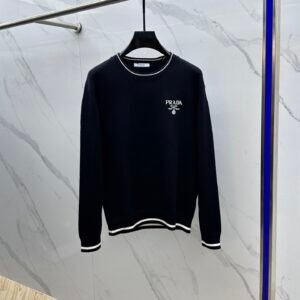 PRDA Crew Neck Jumper with Contrast Trim - Black