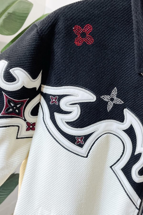 LVE Zip-Up Jacket With Contrast Panel - Black & Ivory