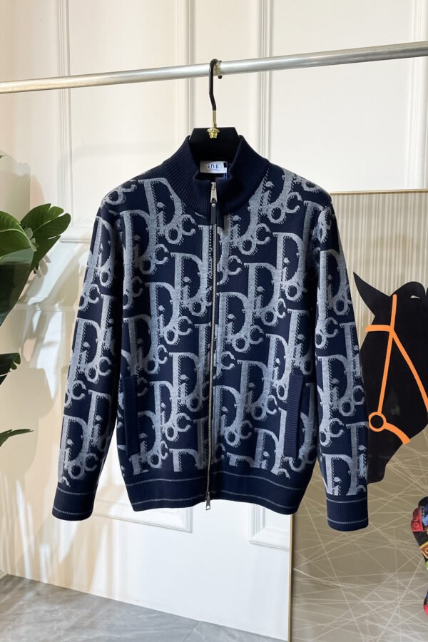 CD All-Over Monogram Zip Jacket - Navy & Grey