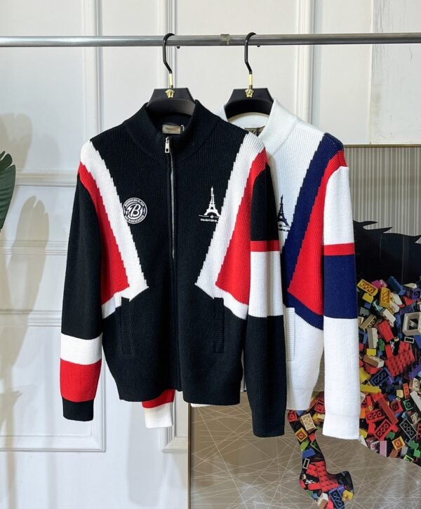 8 BLNCG Paris Sports Icon Zip-Up Knit Jacket - Black/White/Red